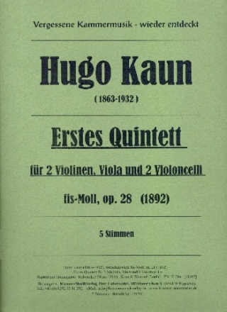 Quintett fis-Moll Nr.1 op.28 fr 2 Violinen, Viola und 2 Violoncelli Stimmen