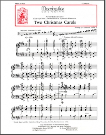 Almon C. Bock Two Christmas Carols Handbells