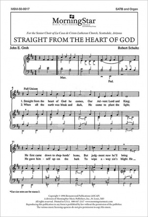 Robert P. Schultz Straight from the Heart of God SATB and Organ