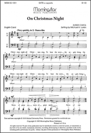 Michael Larkin On Christmas Night SATB divisi, a cappella