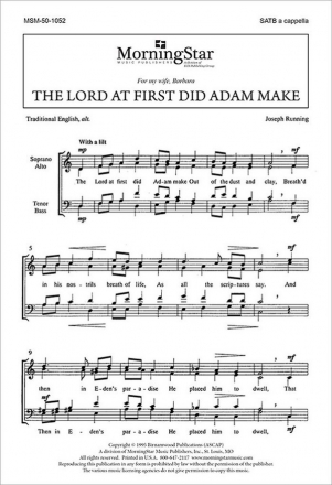 Joseph Running The Lord at First Did Adam Make SATB a Cappella