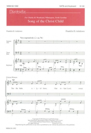 Franklin D. Ashdown Song of the Christ Child SATB and Keyboard