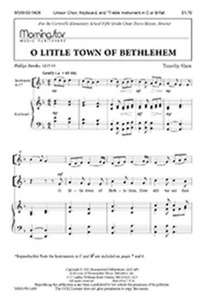 Timothy Shaw O Little Town of Bethlehem Unison Voices, Keyboard, C Instrument or B-flat Instrument