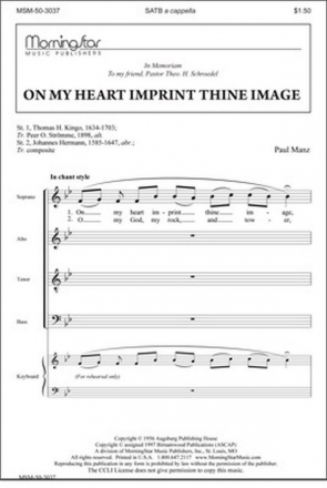 Paul Manz On My Heart Imprint Thine Image SATB a Cappella