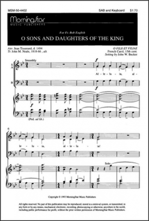 John W. Becker O Sons and Daughters of the King SAB, Keyboard