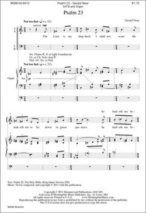 Gerald Near Psalm 23 from Two Psalms and a Canticle SATB and Organ