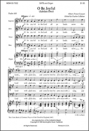 Prince Consort Albert O Be Joyful SATB and Organ