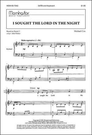 Michael Cox I Sought the Lord in the Night SATB and Keyboard