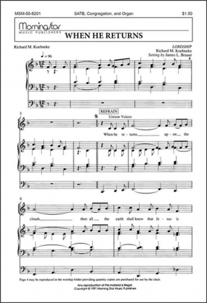 James L. Brauer When He Returns SATB, Congregation and Organ