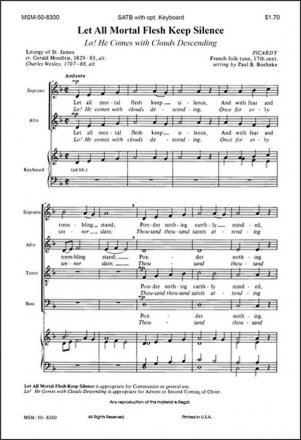 Paul B. Boehnke Let All Mortal Flesh Keep Silence SATB a cappella, Opt. Keyboard