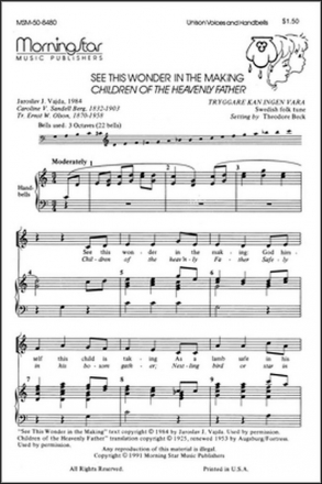 Theodore Beck Children of the Heavenly Father See This Wonder.. Unison Voices, Handbells