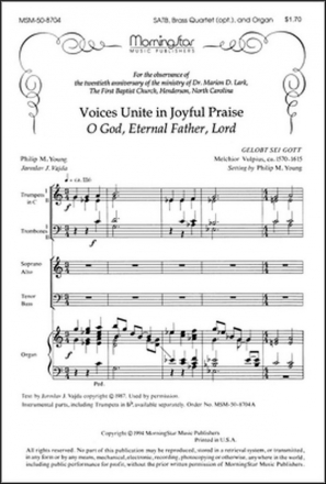 Philip M. Young Voices Unite in Joyful Praise SATB, Organ, opt. Brass Quartet (CHORAL SCORE)