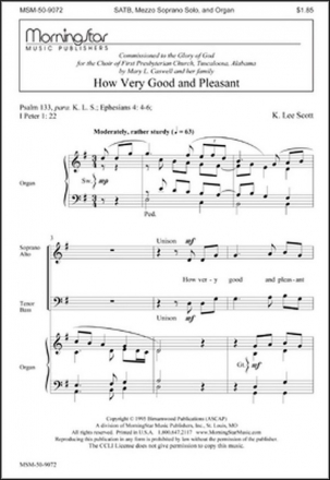 K. Lee Scott How Very Good and Pleasant SATB, Mezzo-Soprano Solo and Organ