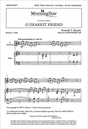 Kenneth T. Kosche O Dearest Friend SATB, opt. Congregation, Organ, C Instrument (CHORAL SCORE)