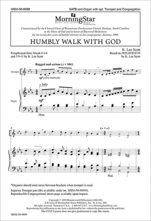 K. Lee Scott Humbly Walk with God SATB, Congregation, Organ, opt. Trumpet (CHORAL SCORE)