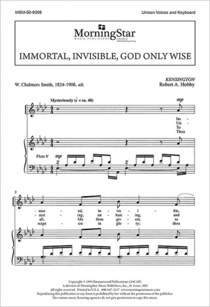 Robert A. Hobby Immortal, Invisible, God Only Wise Unison Voices, Congregation, Keyboard (CHORAL SCORE)