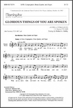 Robert A. Hobby Glorious Things of You Are Spoken SATB, Congregation, Organ, Brass Quartet (CHORAL SCORE)