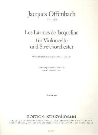 Les larmes de Jacqueline fr Violoncello und Streichorchester Kontrabass