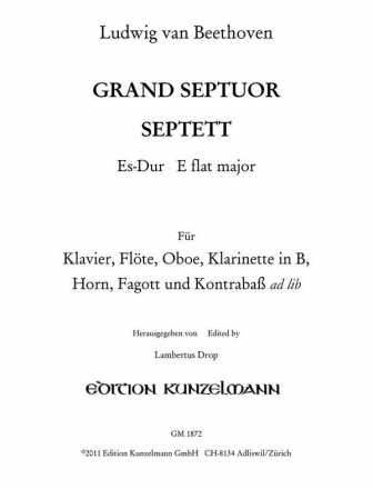 Septett Es-Dur op.20 fr Flte, Oboe, Klarinette, Horn, Fagott, Klavier und Kontrabass Stimmensatz