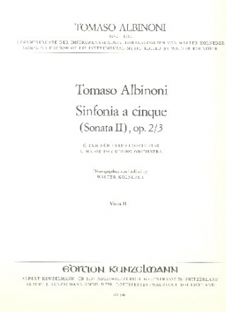 Sinfonia a cinque C-Dur op.2,3 (Sonata Nr.2) fr Streichorchester Viola 2