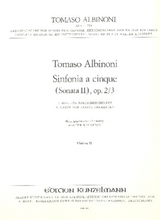 Sinfonia a cinque C-Dur op.2,3 (Sonata Nr.2) fr Streichorchester Violine 2