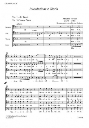 Introduzione e Gloria fr Alt solo, Chor und Orchester Chorpartitur