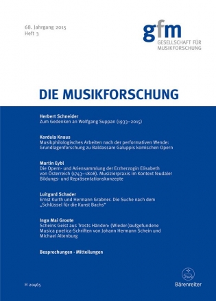 Die Musikforschung, Heft 3/2015  Zeitschrift