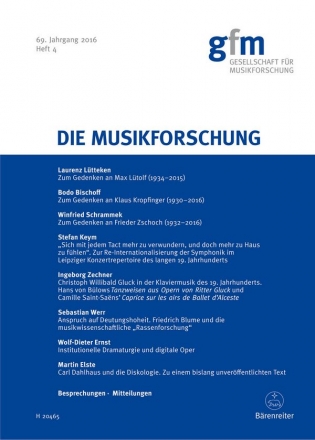 Die Musikforschung, Heft 4/2016  Zeitschrift