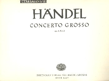 Concerto grosso B-Dur op.3,2 HWV313 fr 2 Cembali und Orchester Cembalo 1 und 2