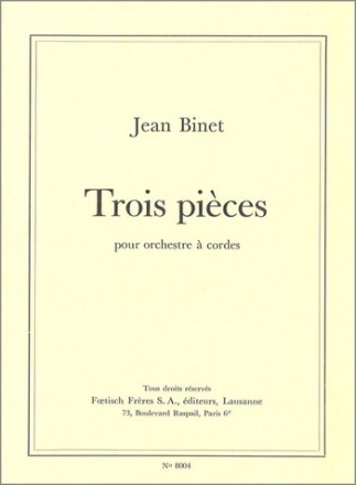 Jean Binet 3 Stcke Streichorchester Taschenpartitur