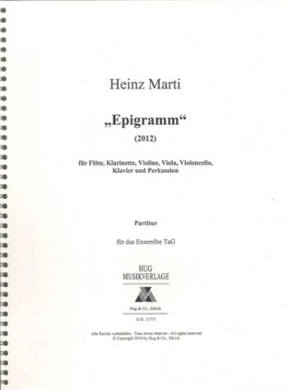 Marti Heinz Epigramm Fl/Clr/Vl/Va/Vc/Pno/Perc Spielpartitur