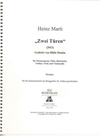 Marti Heinz Zwei Tren Ges/Fl/Clr/Vl/Va/Vc Mezzo Partitur