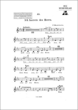 Ich harrete des Herrn fr Frauenchor und Klavier (Violoncello ad lib) Alt