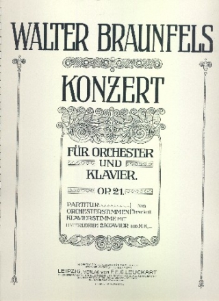 Konzert op.21 fr Klavier und Orchester fr 2 Klaviere Spielpartitur