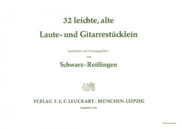 32 leichte, alte Laute- und Gitarrestcklein fr Laute oder Gitarre