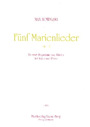 5 Marienlieder op.12 fr Gesang und Klavier Partitur