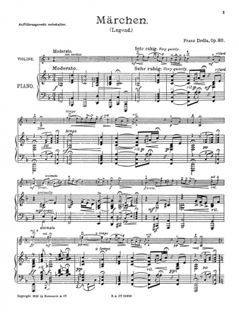 Drdla, F Marchen Op.80 Vln/Pf Violin, Piano Accompaniment Instrumental Work