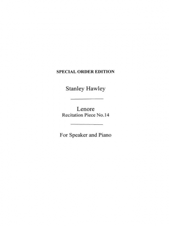 Hawley, S Lenore Recitation Piece No.14 Speaker And Piano Voice, Piano Accompaniment Vocal Work