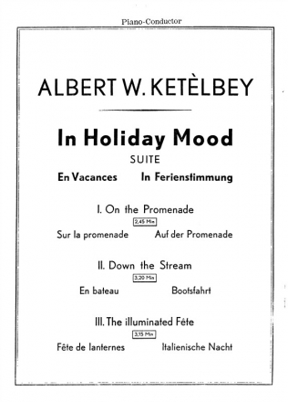 Ketelbey, In Holiday Mood Suite In Ferienstimmung Orch Pf Sc/Pts Orchestra Score and Parts