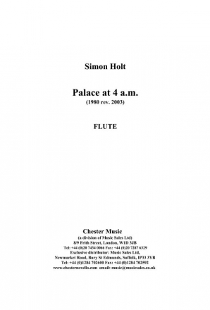 Simon Holt: Palace At 4 a.m. (Parts) Flute, Oboe, Clarinet, Cello Instrumental Work