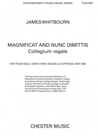 James Whitbourn: Magnificat and Nunc Dimittis (Tam Tam Part) Percussion Part