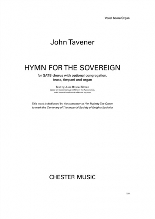 John Tavener: Hymn For The Sovereign (Full Score) SATB, Brass Ensemble, Timpani, Organ Accompaniment Score