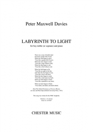 Peter Maxwell Davies: Labyrinth To Light Soprano, Piano Accompaniment Vocal Work