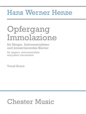 Hans Werner Henze: Opfergang Immolazione (Vocal Score) Tenor, Bass Voice, Baritone Voice, TTBB, Piano Accompaniment Vocal Score