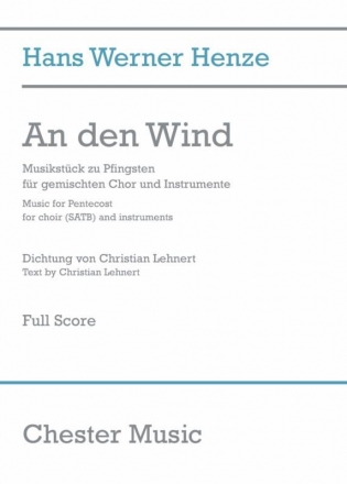 Hans Werner Henze: An Den Wind (Full Score) SATB, Orchestra Score