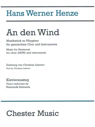 An den Wind fr gem Chor und Instrumente Klavierauszug