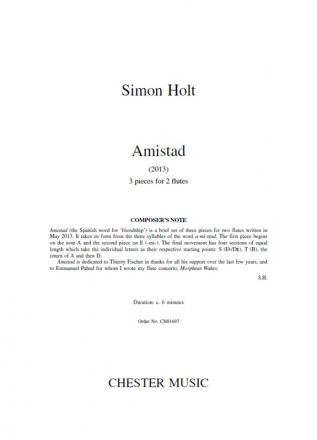 Simon Holt: Amistad Flute (Duet) Instrumental Work