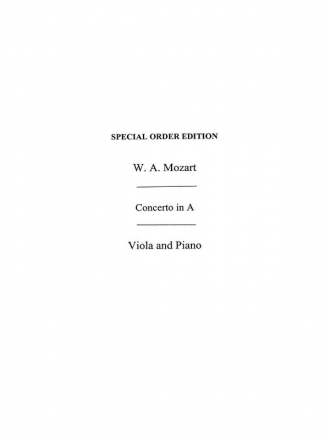 Mozart, Wa  Concerto In A K622 (Tertis) Arr Vla/Pf Viola