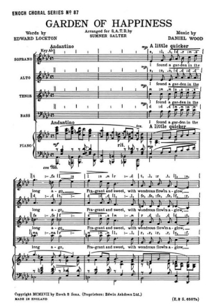 Daniel Wood: Garden Of Happiness SATB, Piano Accompaniment Vocal Score