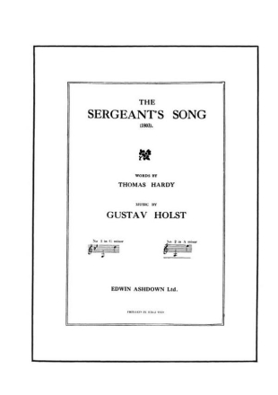 Gustav Holst: The Sergeant's Song Op.15 No.3 (A Minor Version) Voice, Piano Accompaniment Vocal Work